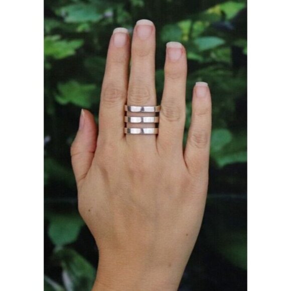 Sterling Silver Triple Stackable Band Ring Silpada Size 9.5 - Picture 2 of 9